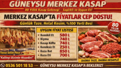 Güneysu’da 80 Yıllık Kasap Geleneği: Merkez Kasap Uygun Fiyatla Sağlıklı Et Sunuyor
